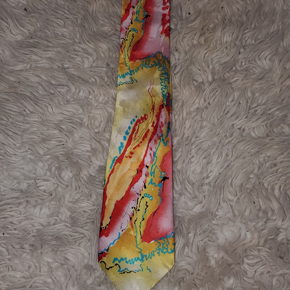 Jerry Garcia Multicolor Psychedelic Capillaries Abstract Tie